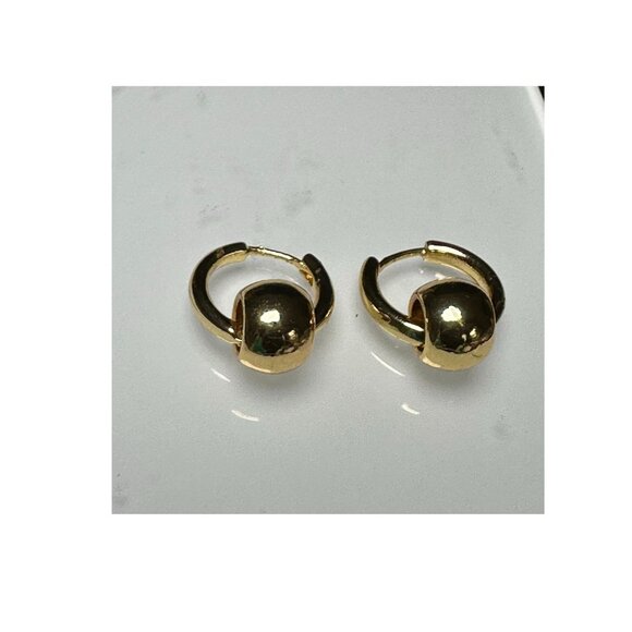 Gold-Plated Hoop Earrings With Detachable Bead Ball Everyday Mini Earrings - Picture 5 of 5